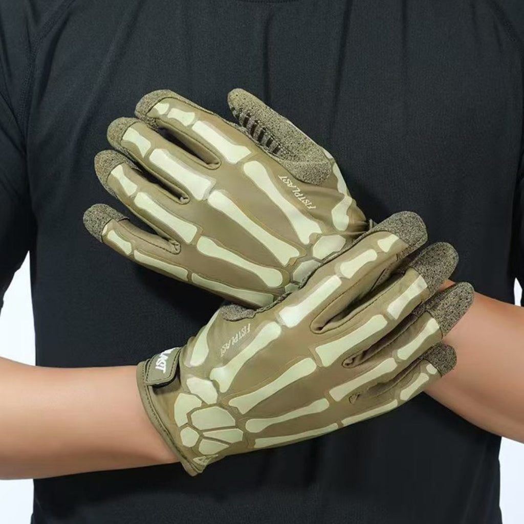 Skull Luminous Outdoor Non-slip Wear-resistant Full Finger Touch Screen Riding Gloves
