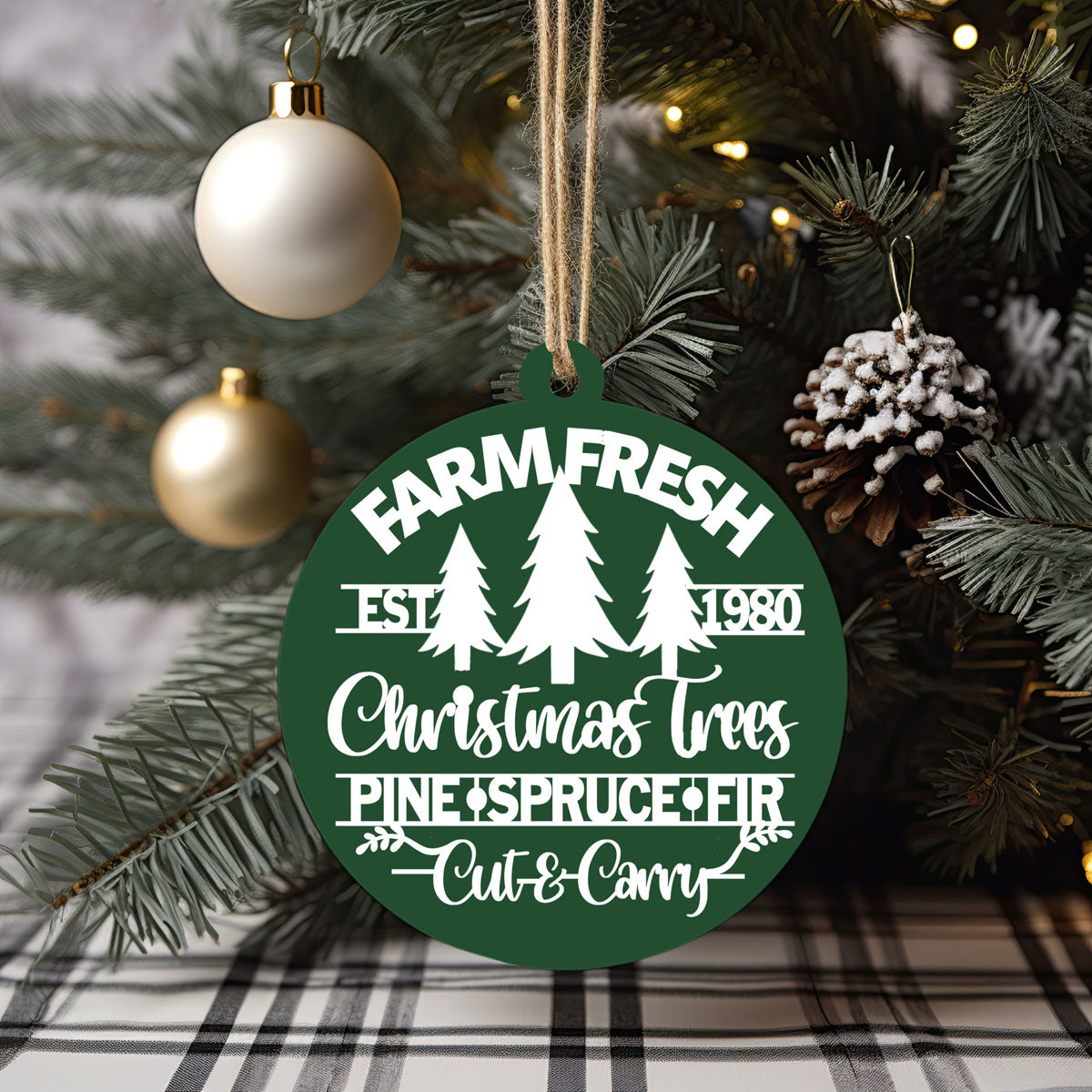 Décorations de Noël en bois faites à la main 3D Fraîches de la ferme Imparfaites pour accrocher au sapin