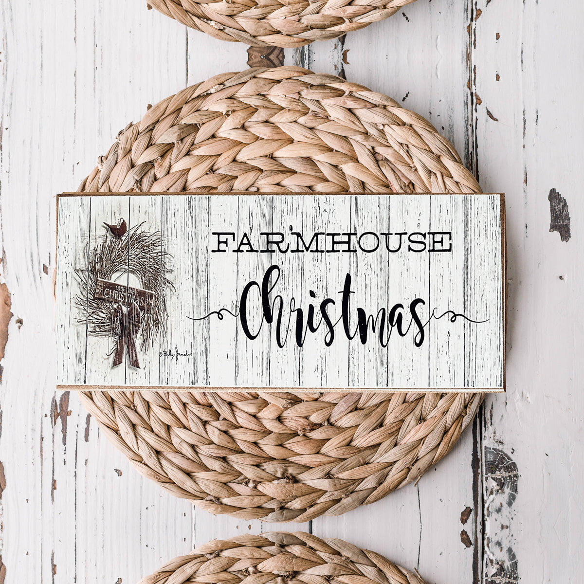 Bauernhaus-Weihnachtsschild Holz Rustikales Weihnachtsdekor Minimalistisch Neutral 10x4