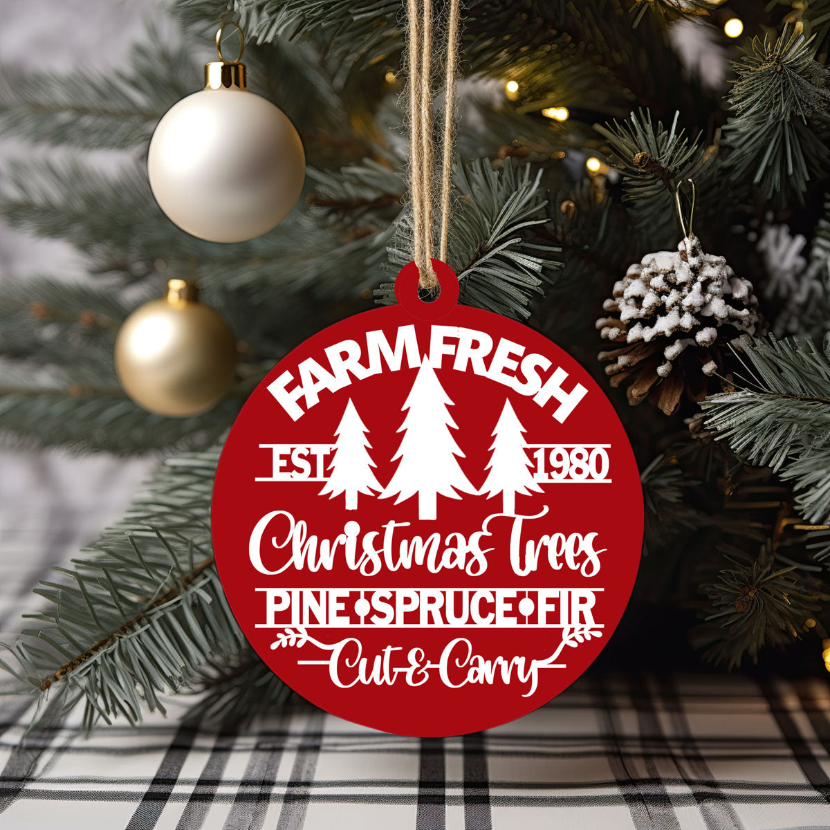 Décorations de Noël en bois faites à la main 3D Fraîches de la ferme Imparfaites pour accrocher au sapin