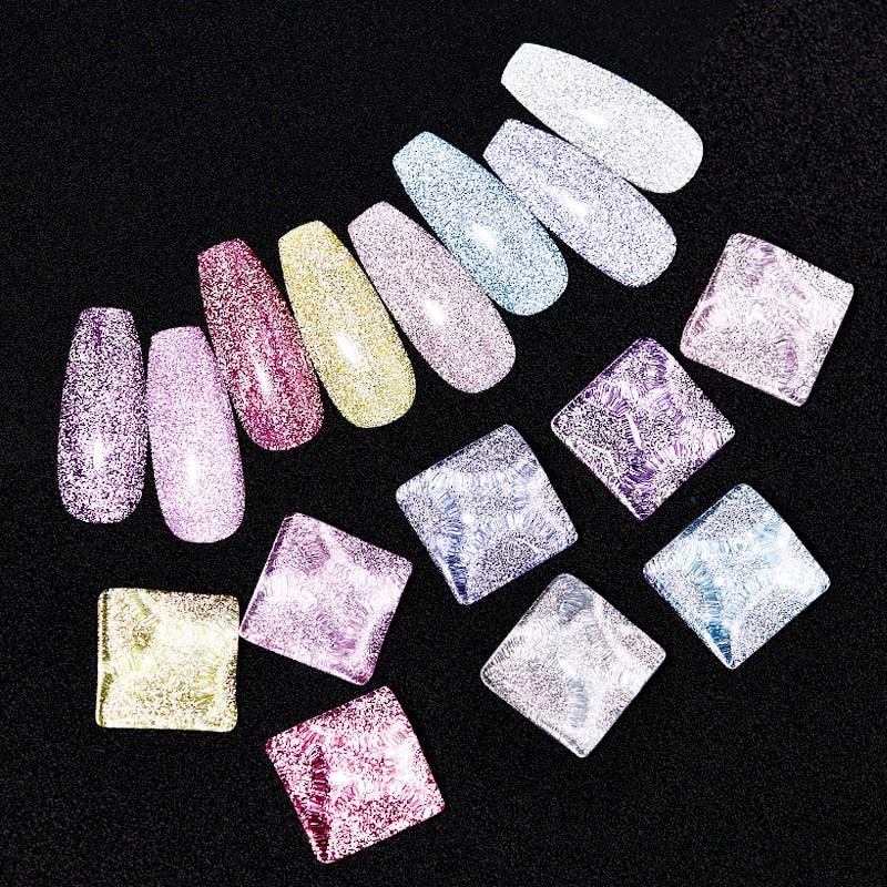 Fashion 2022 Reflective Glitter Gel Nail Polish 8 Colors Sparkling Auroras Permanent UV Diamond Gel Nail Polish Gel For Girls and Womens