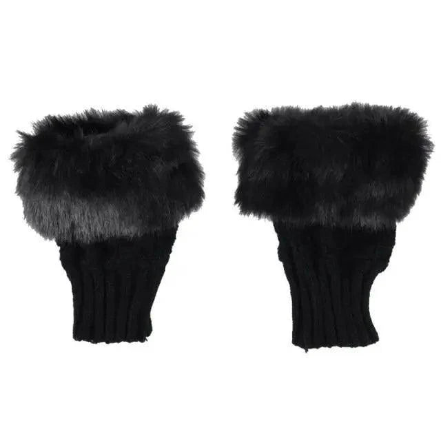 Fashion Fingerless Warm Wool Knitted Classic Fur Half One Size Finger Gloves For Women Cute Soft And Comfortable Trendy Fashion Stretchy Gloves For Women