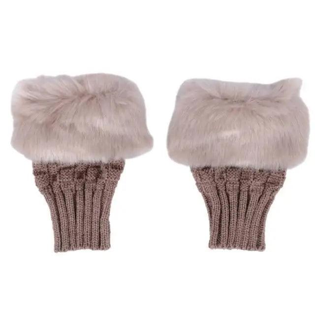 Fashion Fingerless Warm Wool Knitted Classic Fur Half One Size Finger Gloves For Women Cute Soft And Comfortable Trendy Fashion Stretchy Gloves For Women