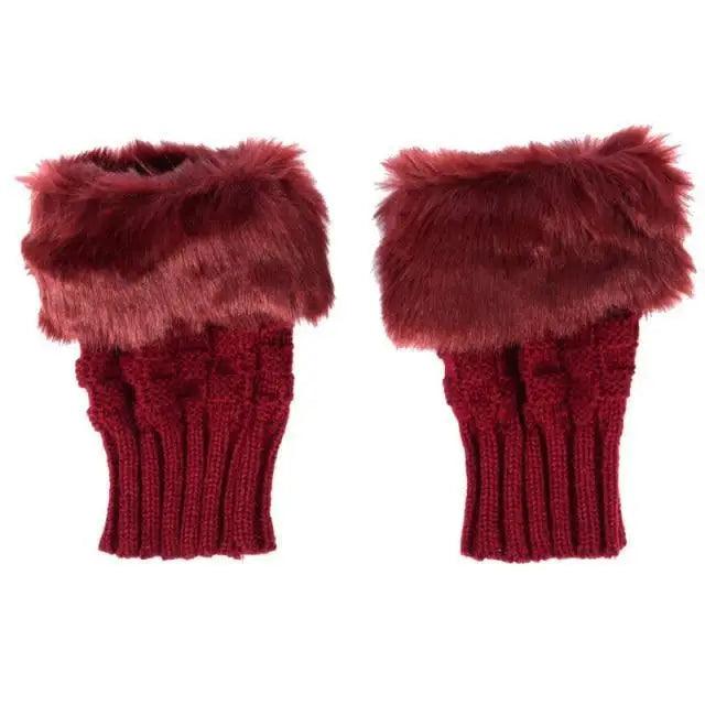 Fashion Fingerless Warm Wool Knitted Classic Fur Half One Size Finger Gloves For Women Cute Soft And Comfortable Trendy Fashion Stretchy Gloves For Women