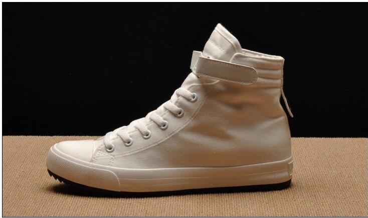 Fashion New Mens Light Breathable Canvas Casual Black White  High Top Solid Color Sneakers Shoes Vulcanized Mens Sports Walking Jogging Non Slip Athletic Sneakers