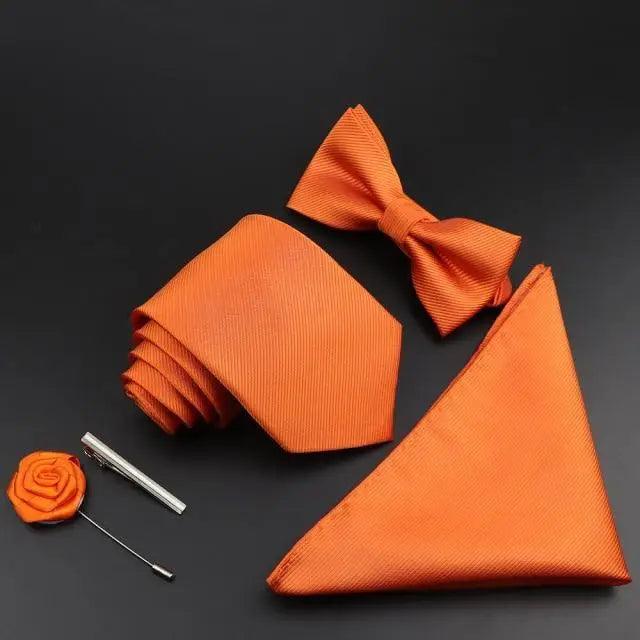 Fashion Red Business Necktie Matching Bowtie Flower Vintage Design Set For Men Self-Tie Bow Tie And Pocket Square Classic Business Tuxedo Wedding Bowties Handkerchief Set Men Necktie And Pocket Square Set