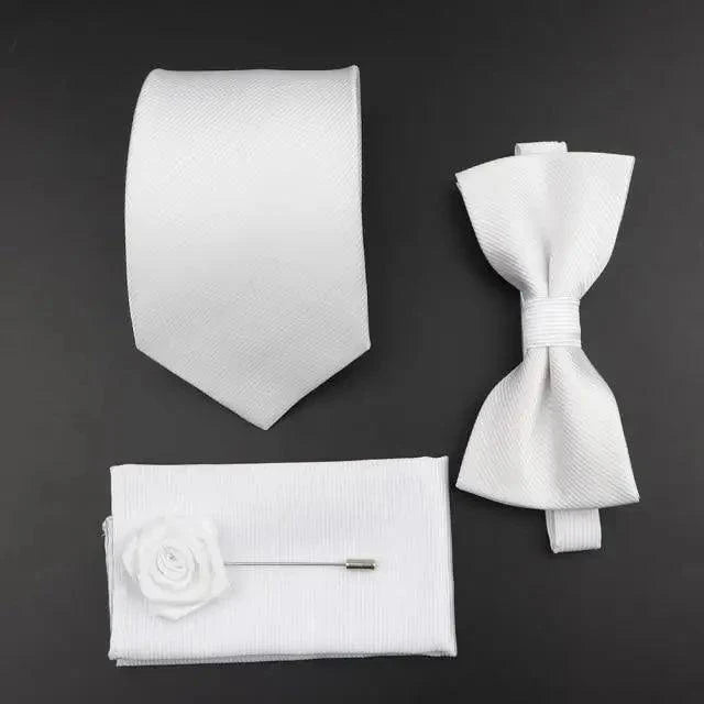Fashion Red Business Necktie Matching Bowtie Flower Vintage Design Set For Men Self-Tie Bow Tie And Pocket Square Classic Business Tuxedo Wedding Bowties Handkerchief Set Men Necktie And Pocket Square Set