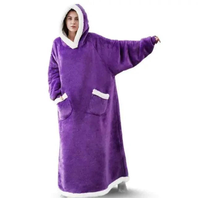 Fashion Winter Oversized Hoodies Sweatshirt Women Men Pullover Giant TV Blanket Hoodie Super Long Blanket With Sleeves  Super Long Flannel Blanket with Sleeves Winter Hoodie for Women Men Giant Fleece Pullover Oversized Hoodie