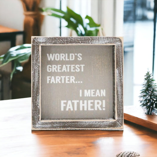 Pancarte drôle en bois pour la fête des pères – Le plus grand pèteur, je veux dire père – Décoration rustique faite main – Cadeau pour papa