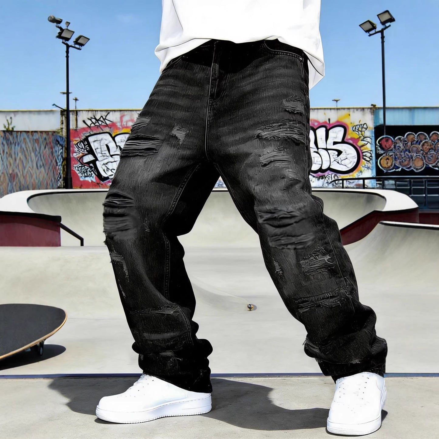 Retro Casual Personalized Patchwork Straight-leg Loose-fit Pants