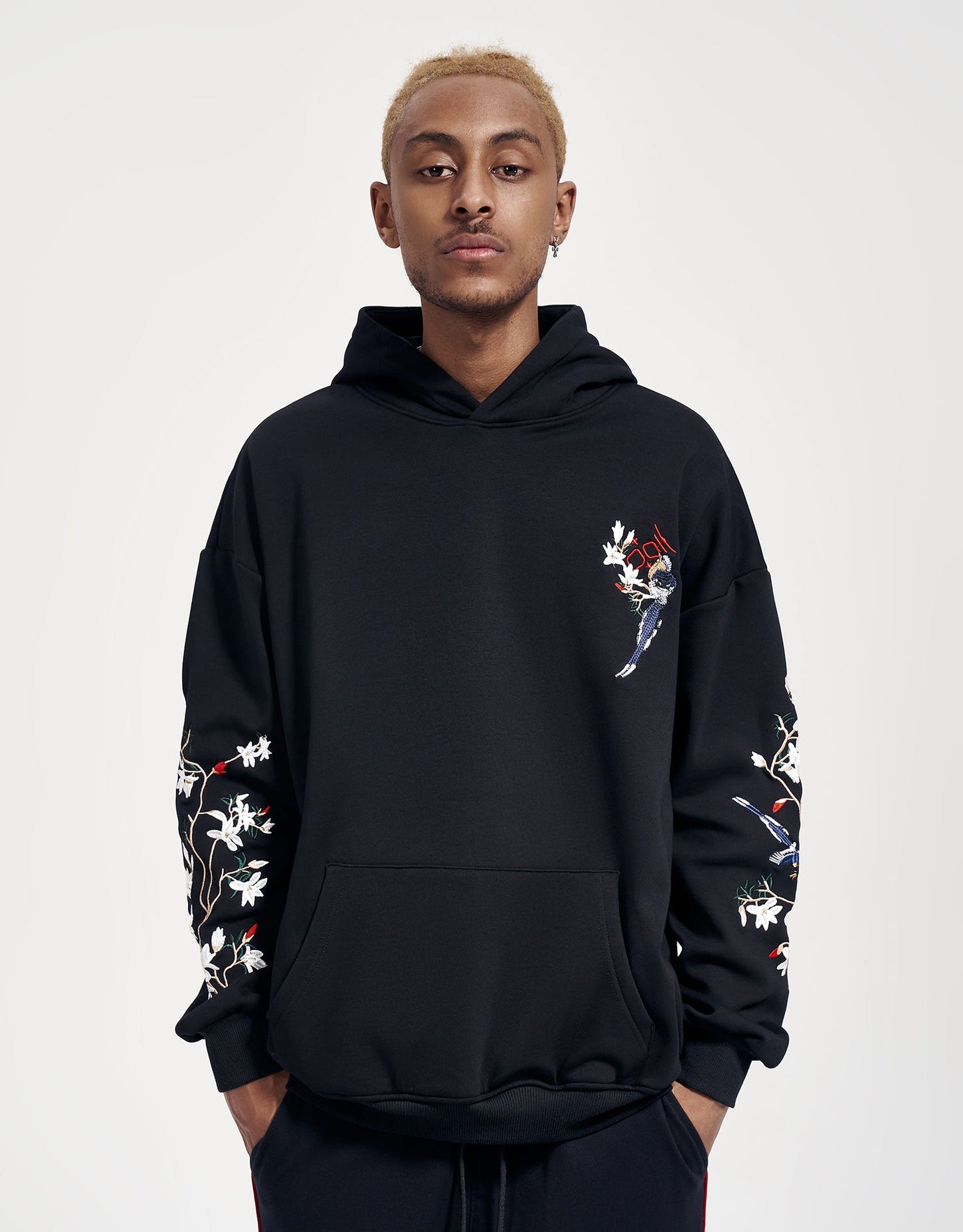 KH9083 Blumen-Stickerei-Hoodie