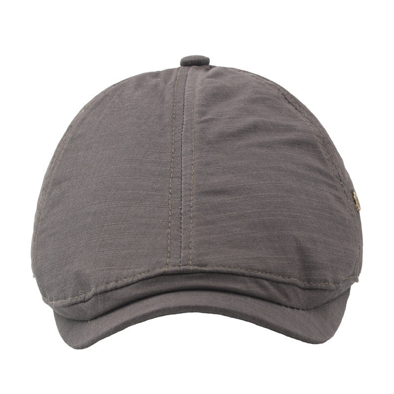 Plaid Men's Flat Cap Retro W Copper Button Beret