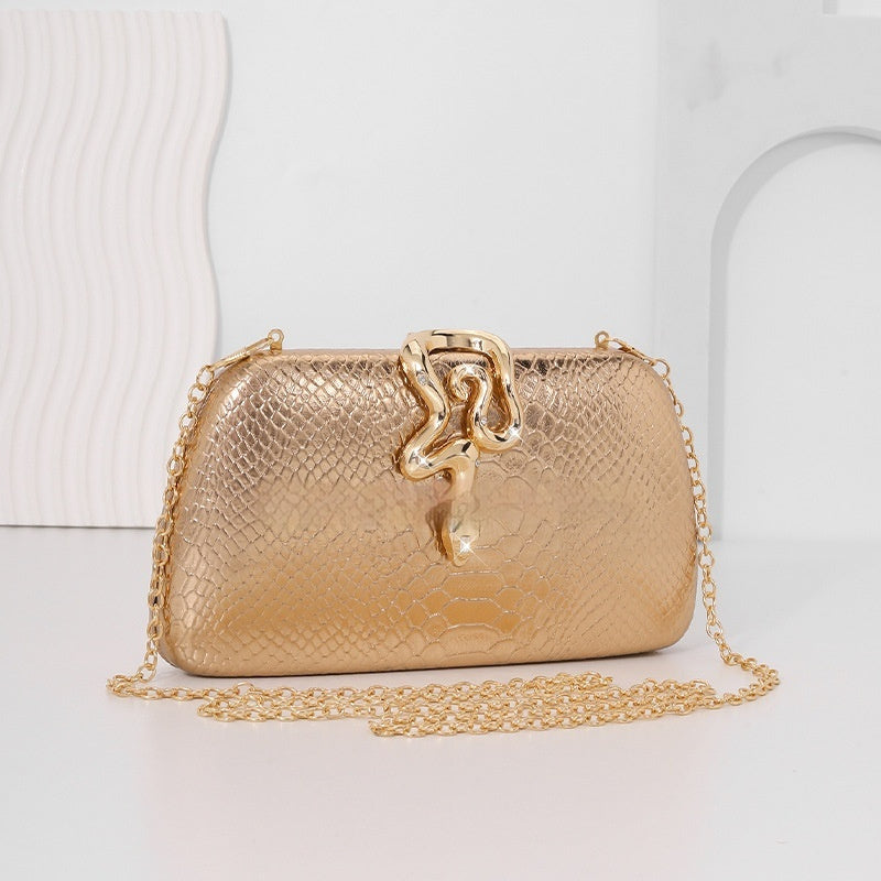 Womens Stylish Snake-Print Evening Tote With A Sophisticated European-American Flair