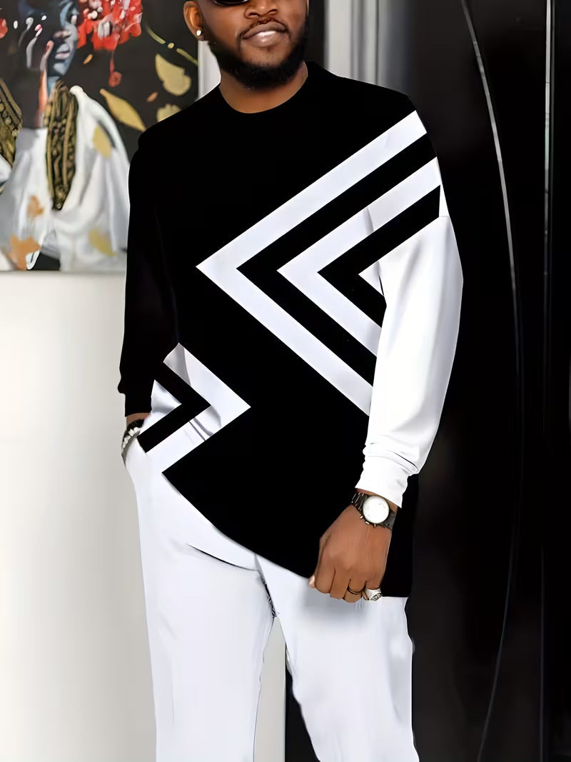 Fashionable Mens Long-Sleeve Pants Sports Suit