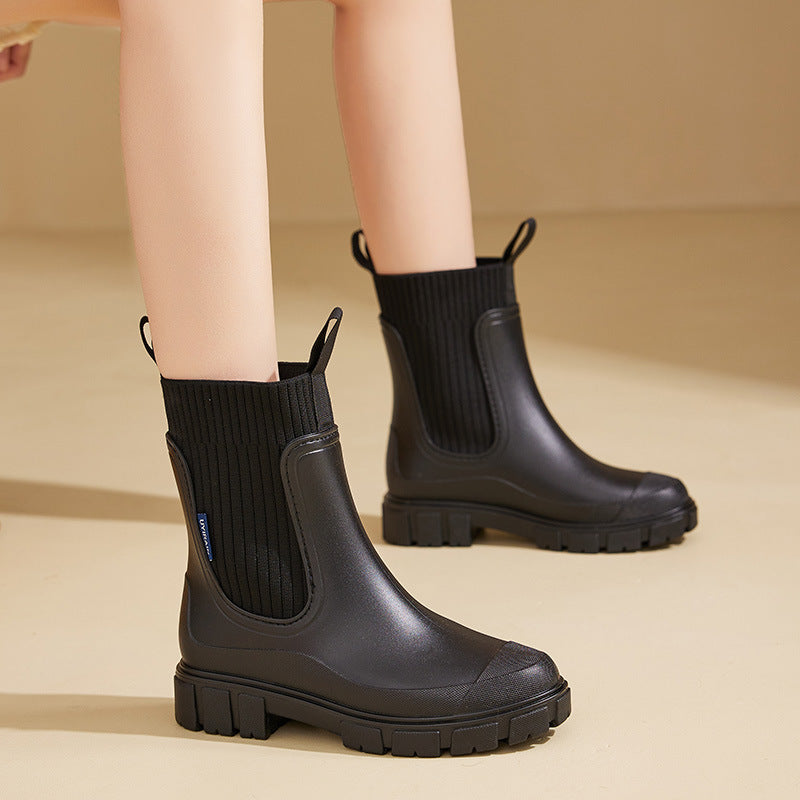 Women’s Waterproof Height-Increasing Rain Boots