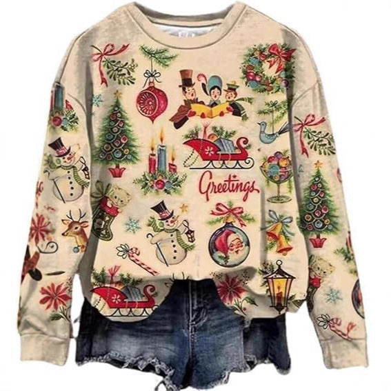 Floral-print Streetwear Casual Fashion Long-sleeve T-shirt