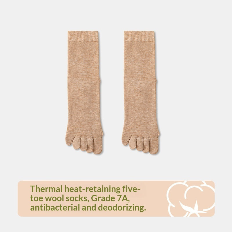 Wool Five-toe Women Mid-calf Five-toe Socks Winter Warm Long Winter Ladies Anti-slip Thickened Stockings