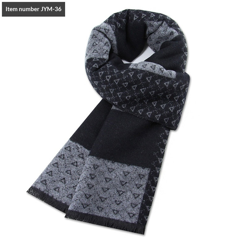 Mens Wool-Blend Plaid Scarf Winter Warmth & Extra Thickness