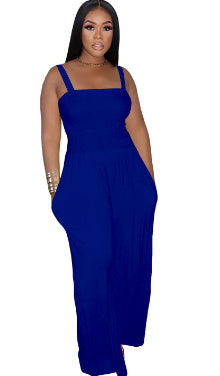 Women's Clothing Solid Color Casual Strap Tube Top Wide Leg Jumpsuit