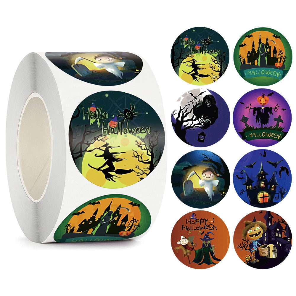 500 Rolls Happy Halloween Children's Toy Animals Thanks Decoration Sticker Label