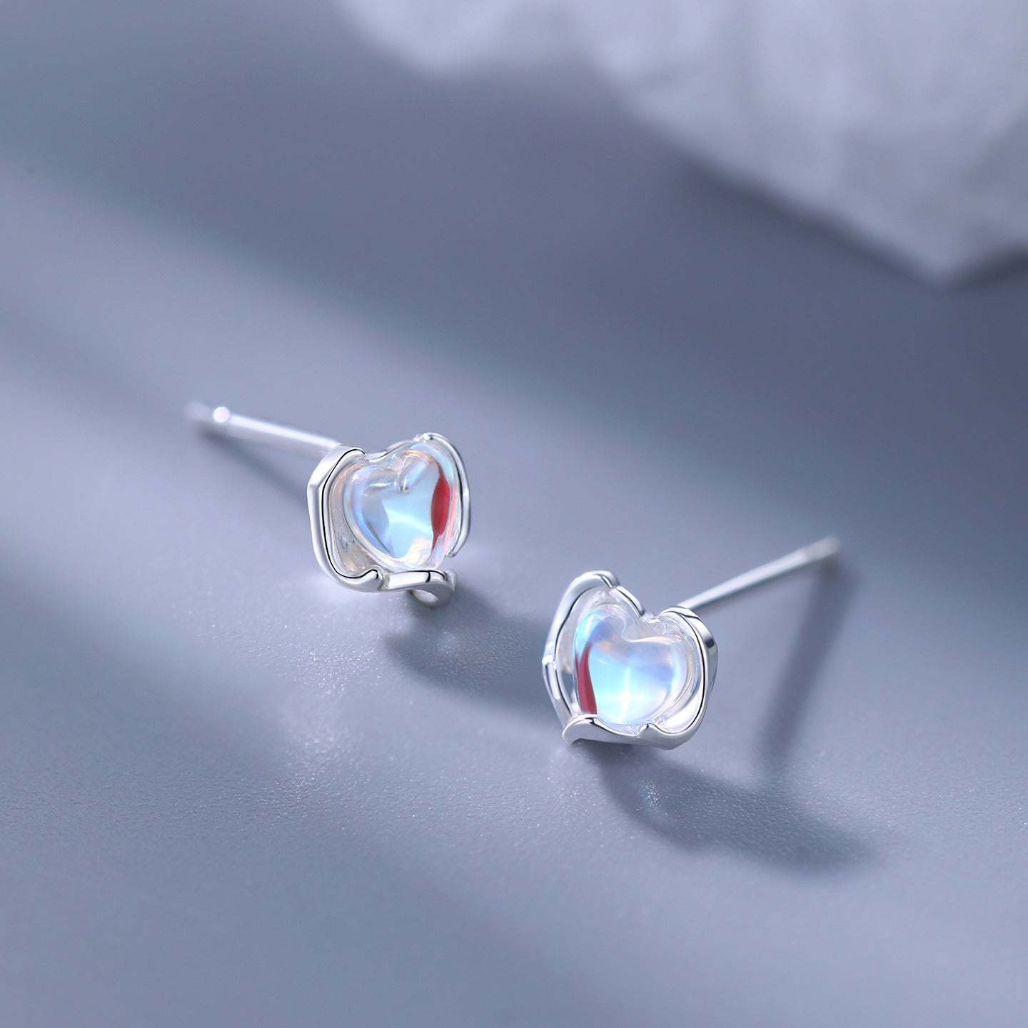 Moonstone Heart-shaped Earrings Niche And Design-focused For Women