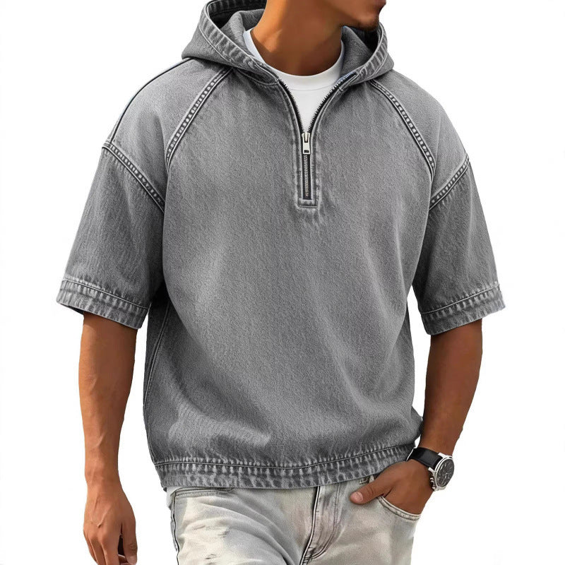 Sports Hoodie With A Half-zip And Hood