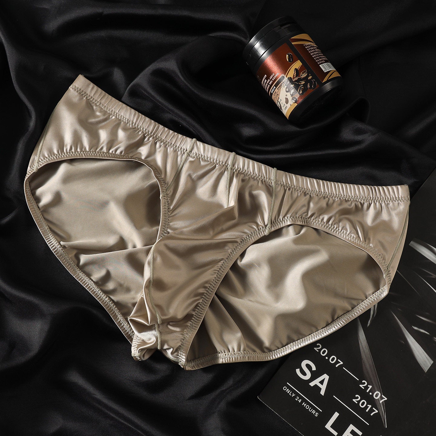 Satin-gloss Crinkled Hip-defining Sexy Mens Briefs