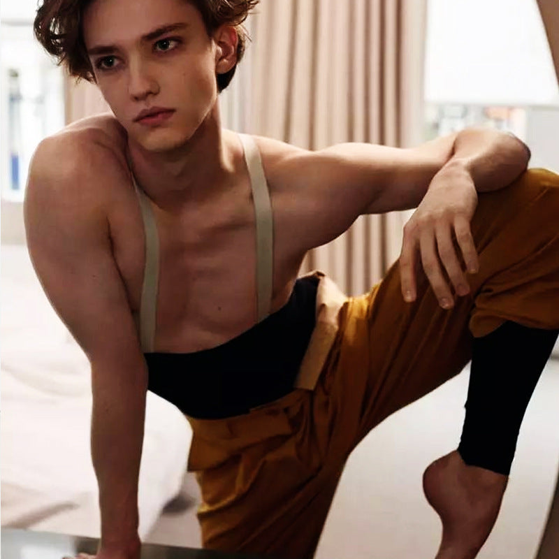 Dance Men's Ballet Leotard Practice Suit High-waist Suspender Tights Nylon