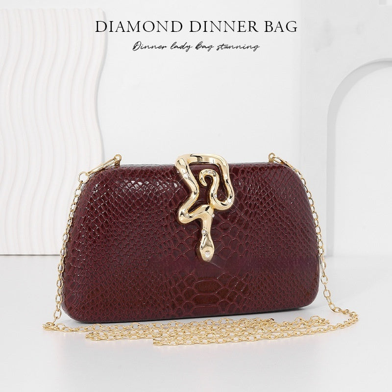 Womens Stylish Snake-Print Evening Tote With A Sophisticated European-American Flair