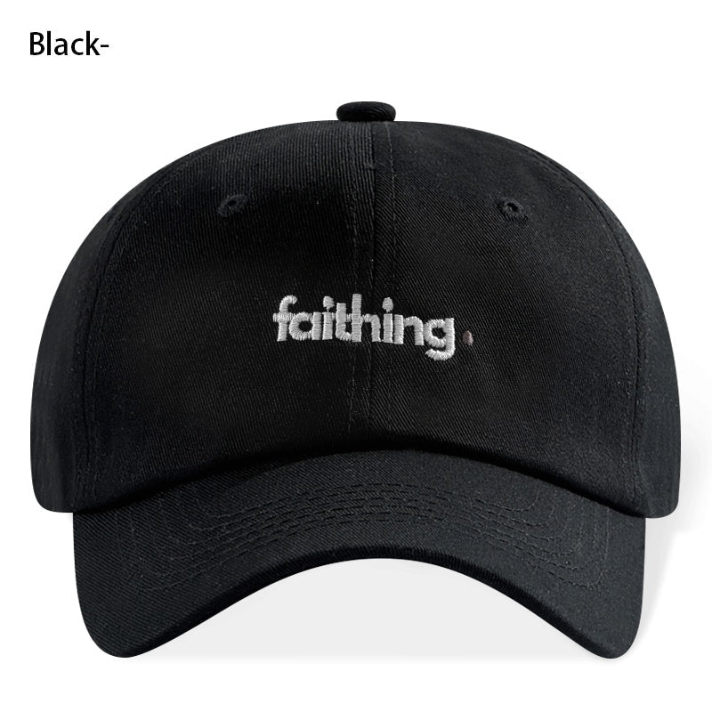 Religious Christian Faithing Letter Embroidery Black Vintage Casual Unisex Baseball Cap