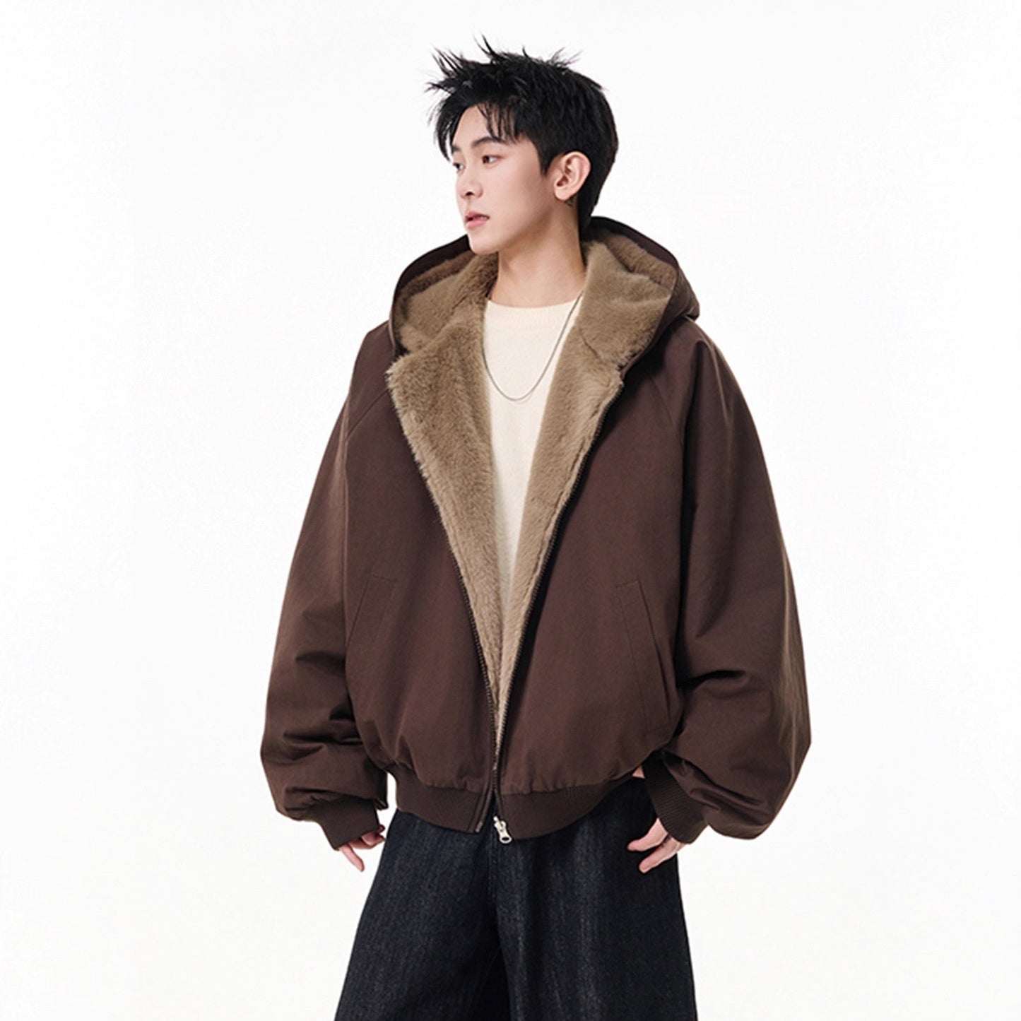 Mens Trendy High-end Winter Hooded Cotton Coat