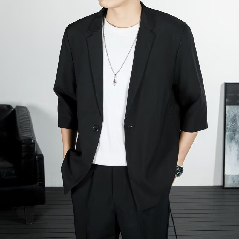 Five Quarter Sleeve Petite Blazer Hong Kong Style Trendy Brand Single Breasted Coat