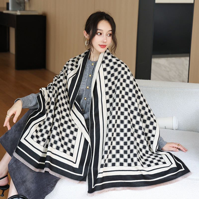 Female Versatile Fashion Thickened Warm Cashmere Scarf