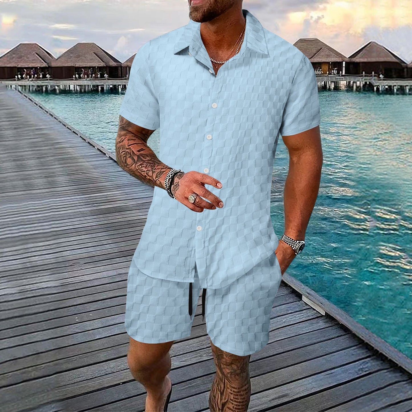 Men's Chemical Fiber Shirt Casual Suit