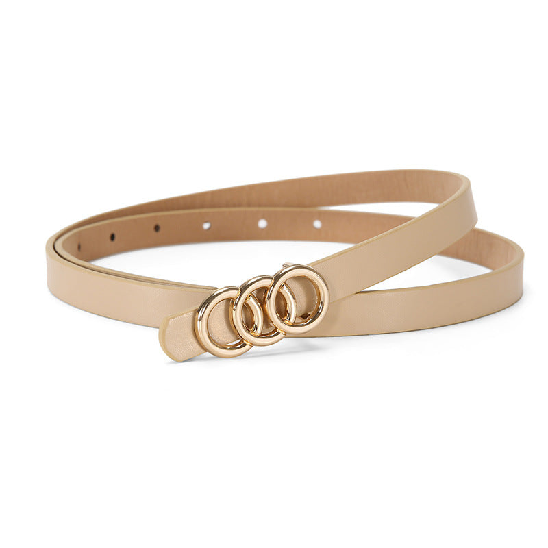 Women's Belt White Three-circle Simple All-matching Jeans