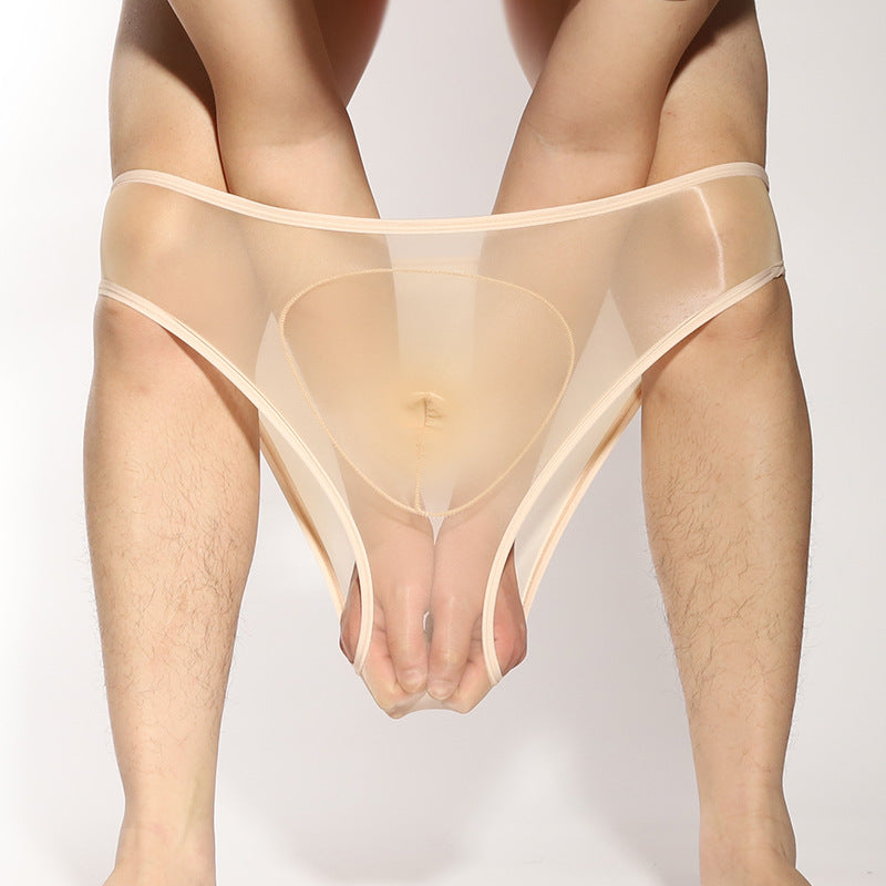 Shiny Transparent Briefs Nylon Ultra-thin Silky Breathable Bullet Separation