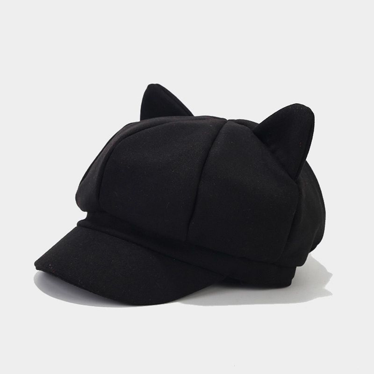 Winter And Autumn Woolen Cute Cat Ears Octagonal Beret Hat, Trendy And Vintage Fashion, Pure Color Painter Hat, British Style Casual Baseball Cap