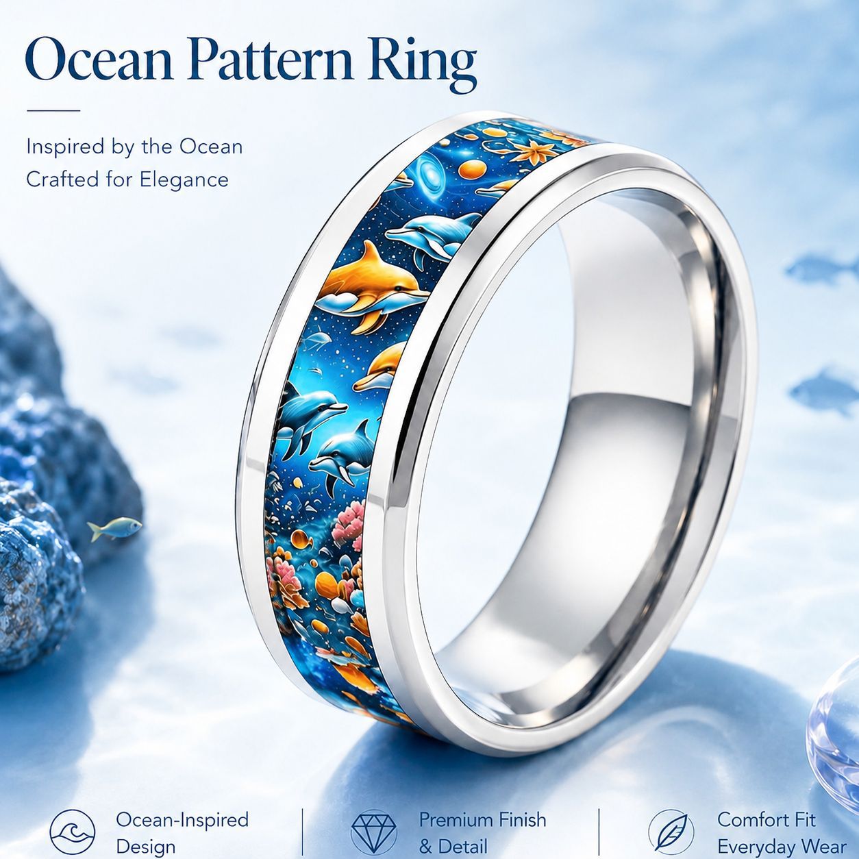 Butterfly Star Moon And Red Rose Colorful Ring For Women