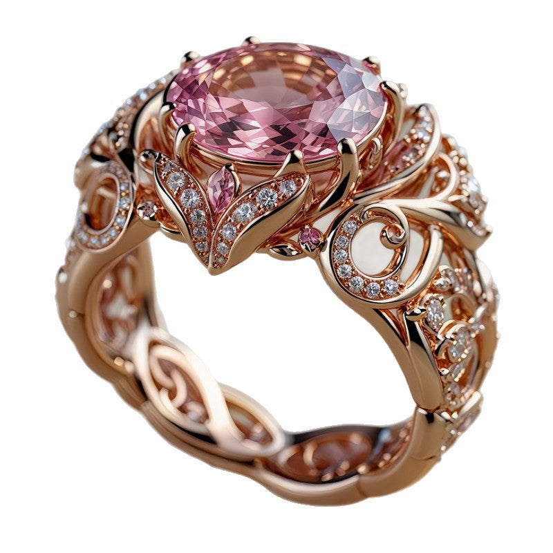 Niche Minimalist Copper Ring With Zircon Inlay