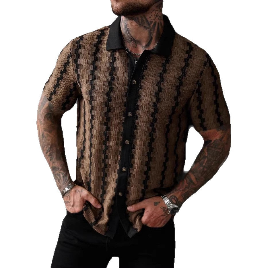Men's Retro Plaid Knitted Short Sleeve