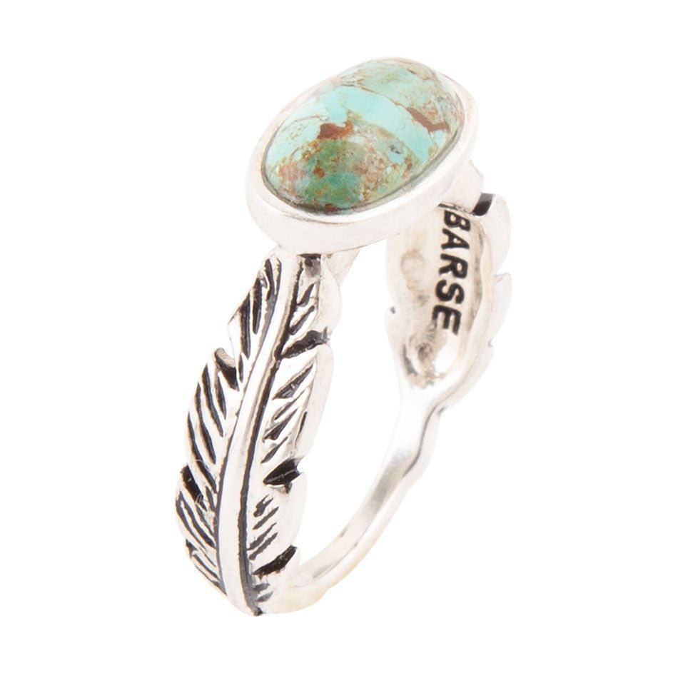 Feder Sterling Silber und Blauer Türkis Ring
