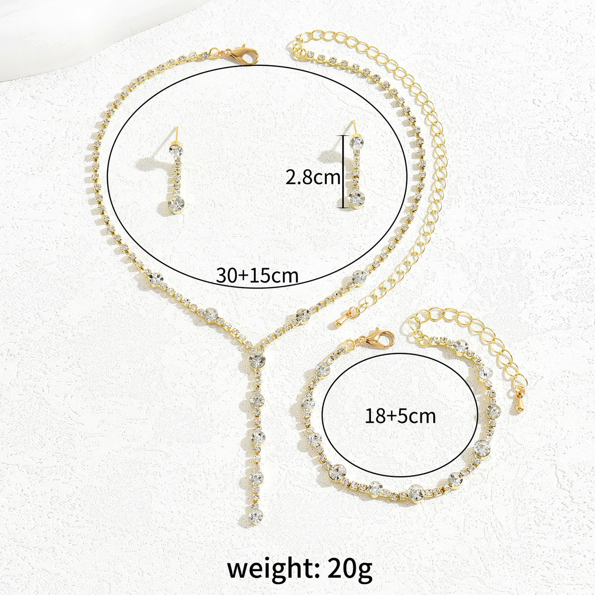 Niche Design High-Gloss Women Jewelry Set, Unique Cubic Zirconia Inlaid Necklace, Bracelet & Stud Earrings Matching Accessories