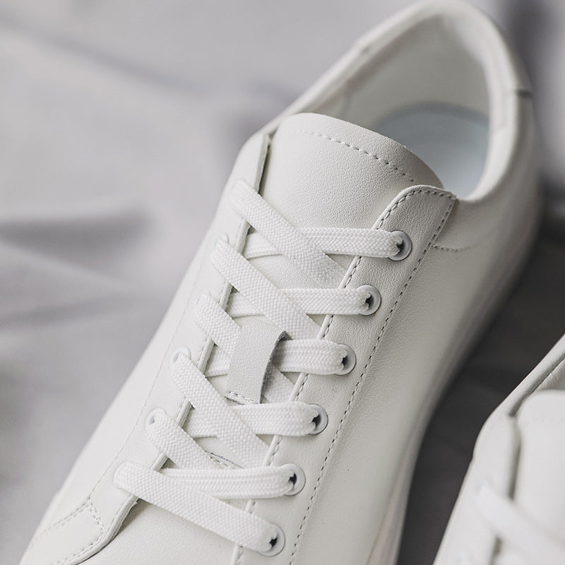 New Breathable Cowhide Flat-soled Trendy Versatile White Sneakers