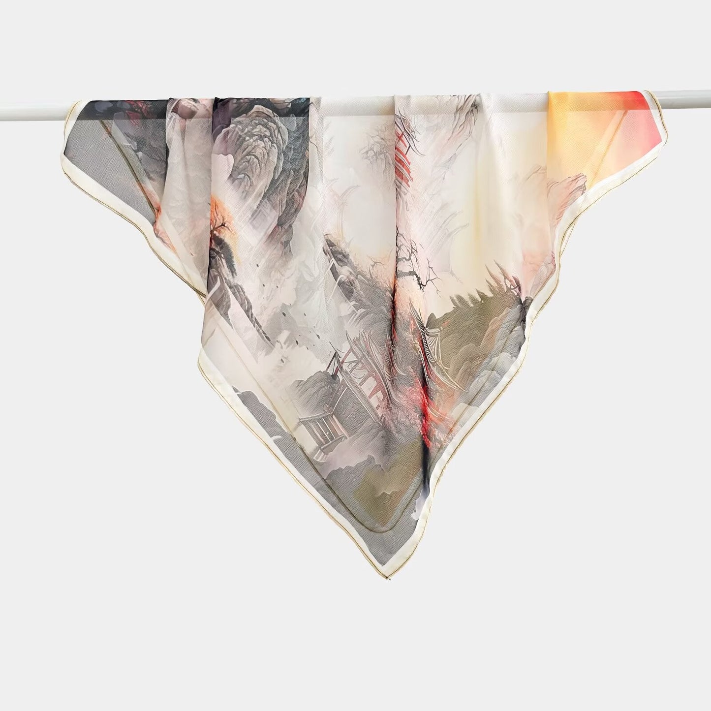 Versatile Printed Thin Square Scarf