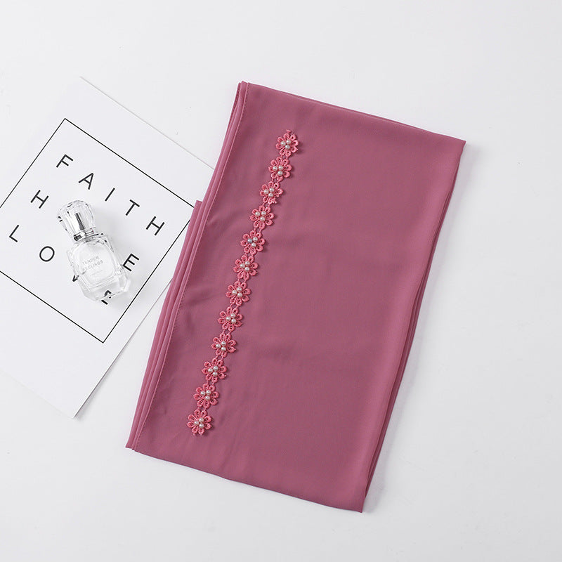 Pearl Chiffon Nail Pearl Decorative Headscarf