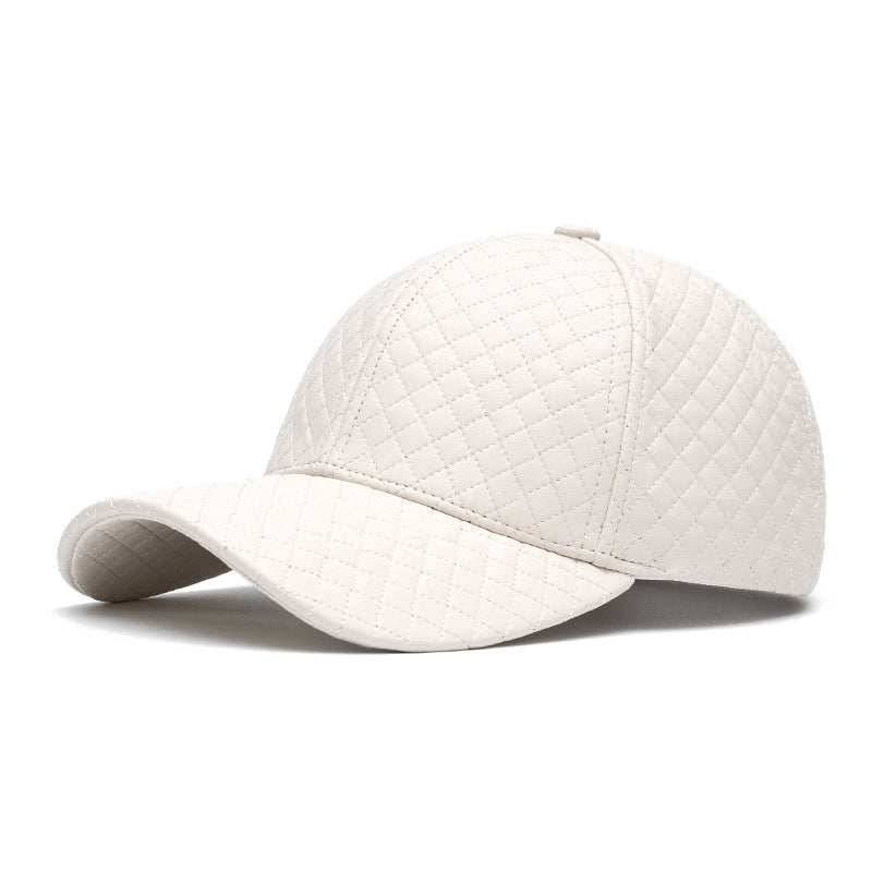 Solid-color Light Board Diamond-patterned Stitching Curved-brim Baseball Cap Is Suitable For Outdoor Protection And Warmth In Autumn And Winter.