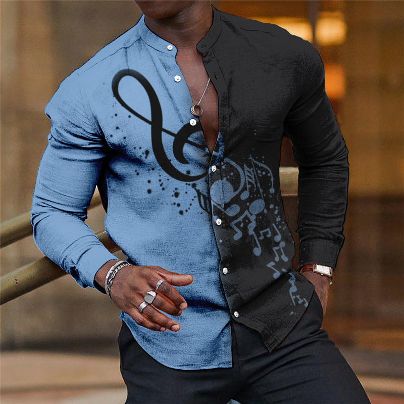 Mens Breathable Long-sleeve Printed Shirt