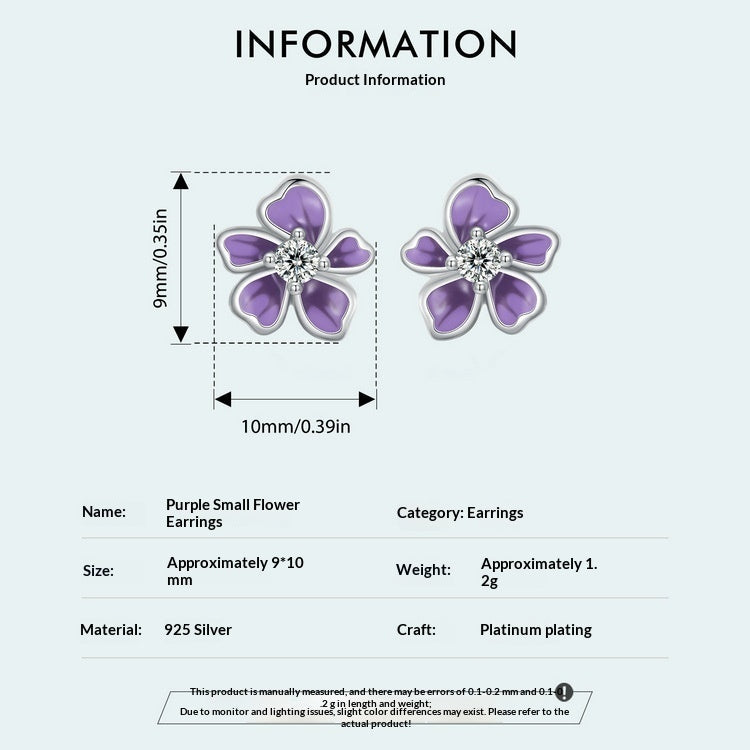 S925 Sterling Silver Small Flower Stud Earrings