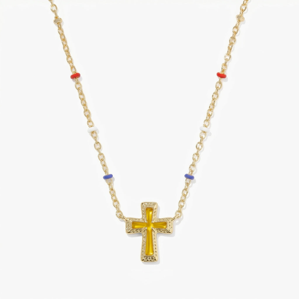 Geometric Irregular Cross And Heart Necklace