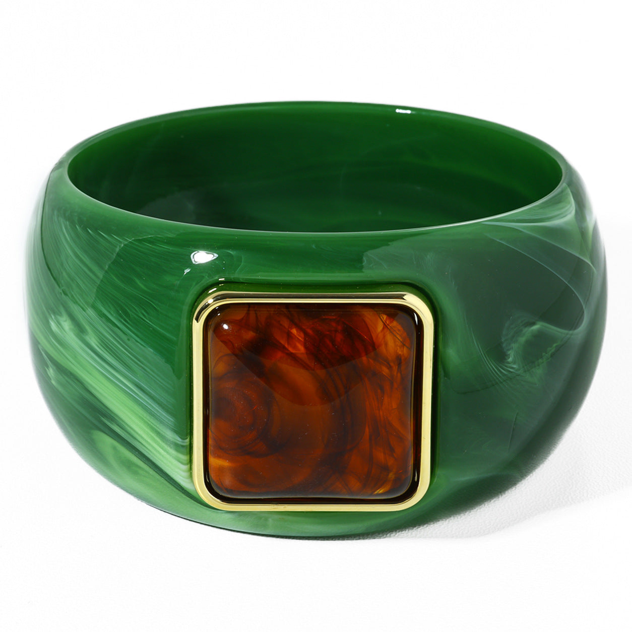 Retro Ombre Gold-Edged Square Resin Bracelet